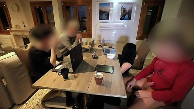 Secretly stroked off and made him jizm during a meeting!